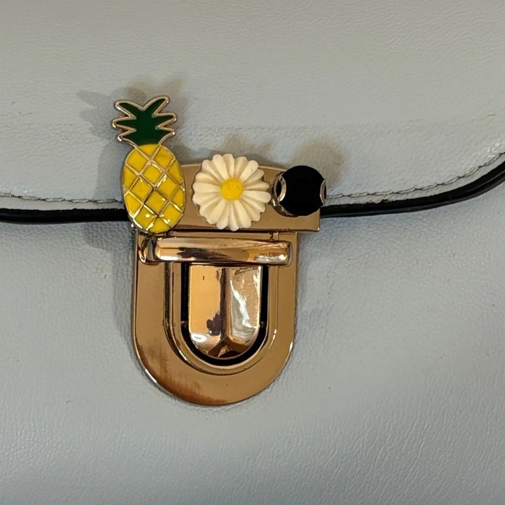 Zara Pastel Blue Satchel with Floral Accent